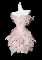 Pretty Pink Organza Sequin Beaded Homecoming Dress Strapless Birthday Party Dress