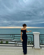 Pretty Sheath Off The Shoulder Black Long Classy Prom Dress Party Dress