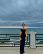 Pretty Sheath Off The Shoulder Black Long Classy Prom Dress Party Dress