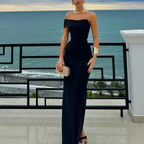 Pretty Sheath Off The Shoulder Black Long Classy Prom Dress Party Dress