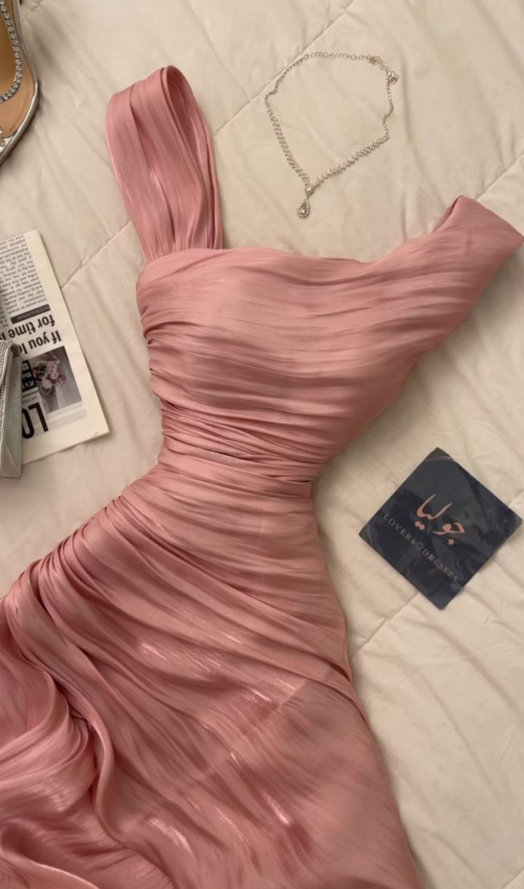 Pretty Sheath Pink Long Ruffles Prom Dresses Formal Evening Dress