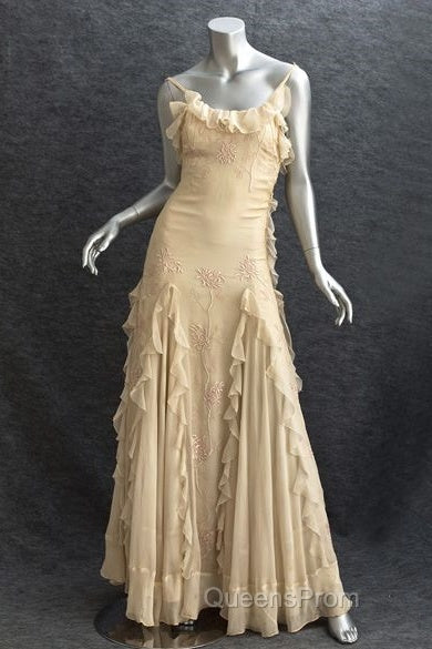 Pretty Sheath Spaghetti Straps Yellow Floor Length Evening Dress Chiffon Evening Prom Dress Secondary image