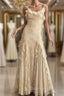 Pretty Sheath Spaghetti Straps Yellow Floor Length Evening Dress Chiffon Evening Prom Dress