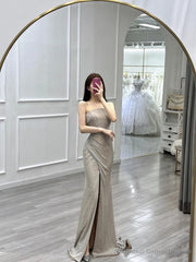 Pretty Sheath Strapless Neckline Sleeveless Evening Dress Silver Sequin Prom Dresses