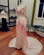 Pretty Sheath Sweetheart Floral Ombre Pink Tulle Sleeveless Classy Evening Classy Prom Dress