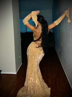 Pretty Sheath V Neckline Red Sequin Long Classy Prom Dress Classy Evening Dress