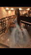 Pretty V Neck Lace Classy Prom Dress, Sexy Split Slit Classy Evening Dress
