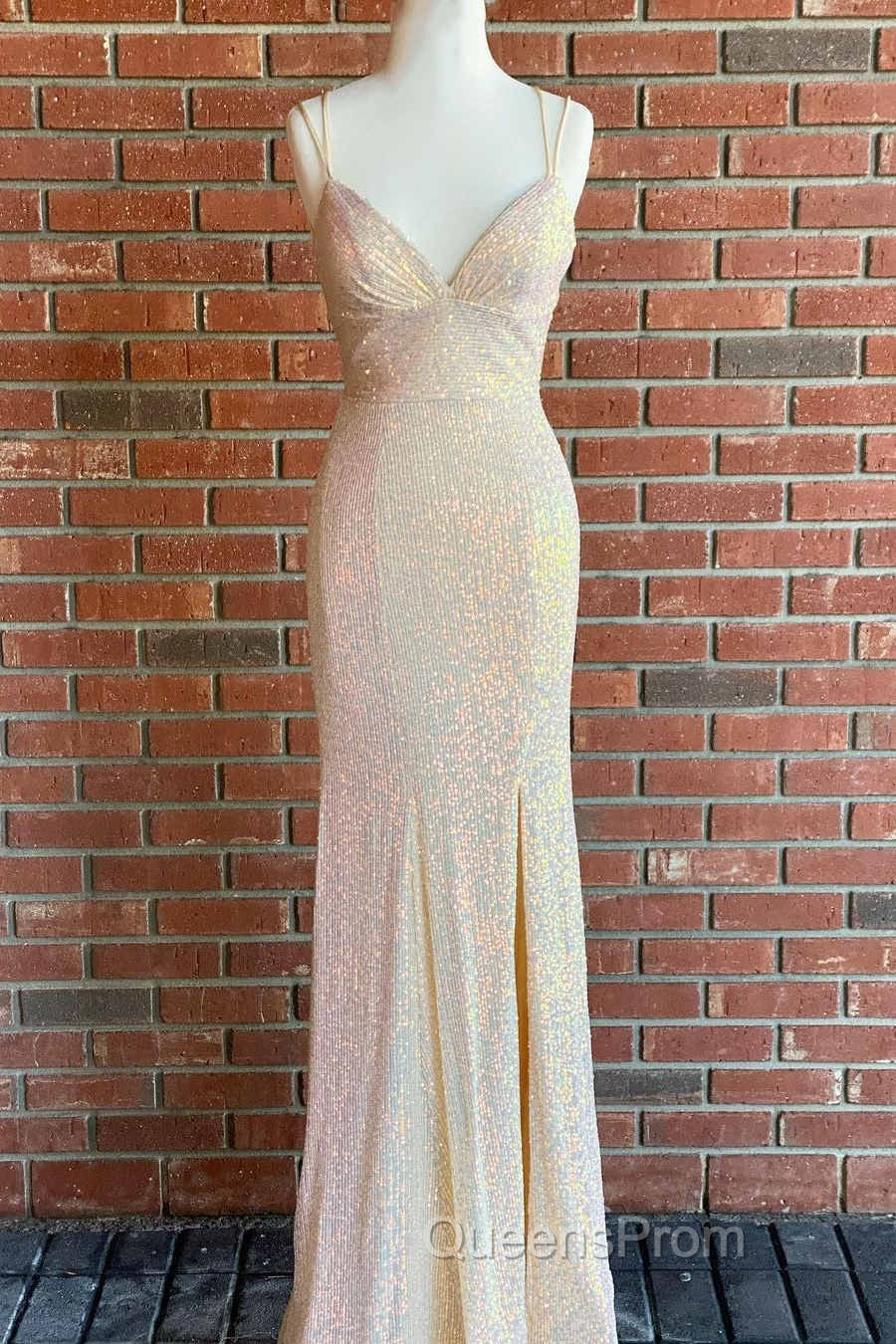 Stunning Straps Sequined Mermaid Long Evening Prom Dress