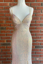 Stunning Straps Sequined Mermaid Long Evening Prom Dress