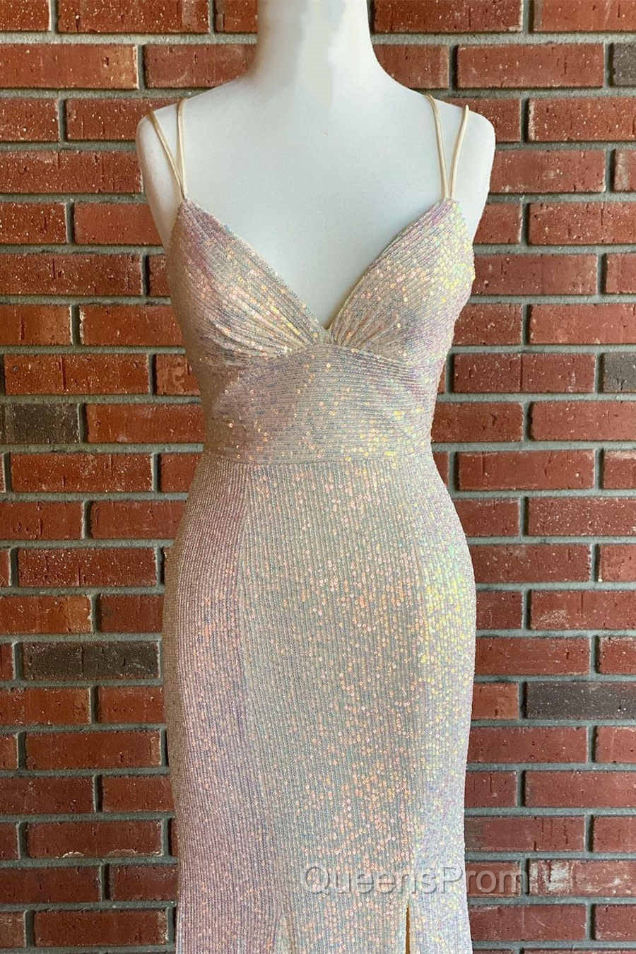 Stunning Straps Sequined Mermaid Long Evening Prom Dress