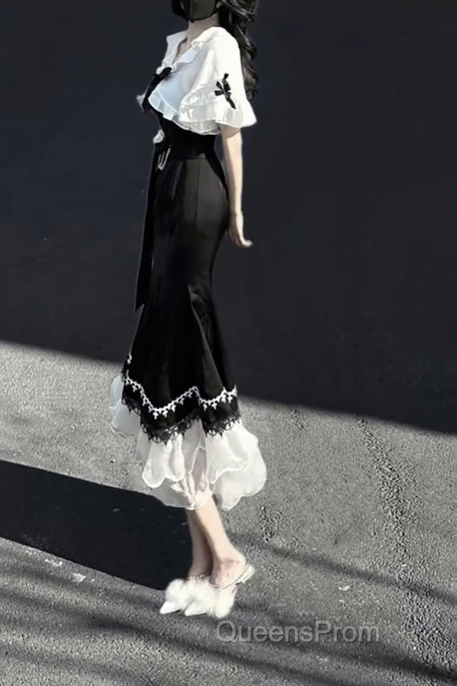 Princess A Line Black Satin Long Evening Prom Dress Night Lolita Dress Birthday Outfits Secondary image
