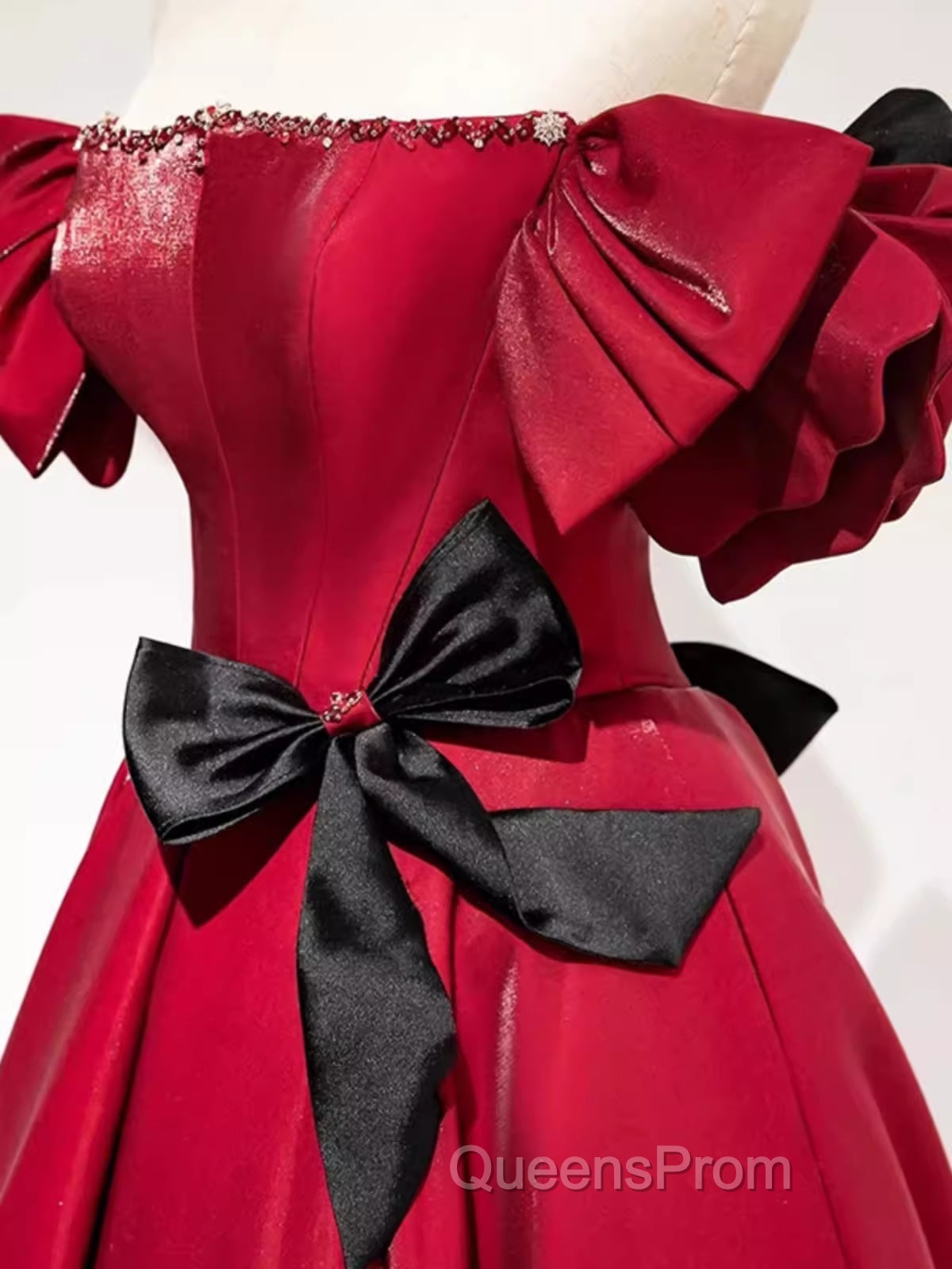 Princess A Line Off The Shoulder Party Dress Red Evening Prom Dress