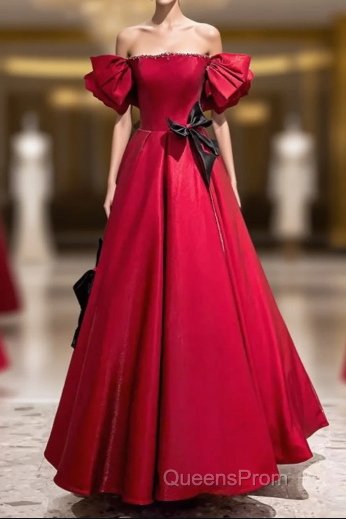 Princess A Line Off The Shoulder Party Dress Red Evening Prom Dress Main image