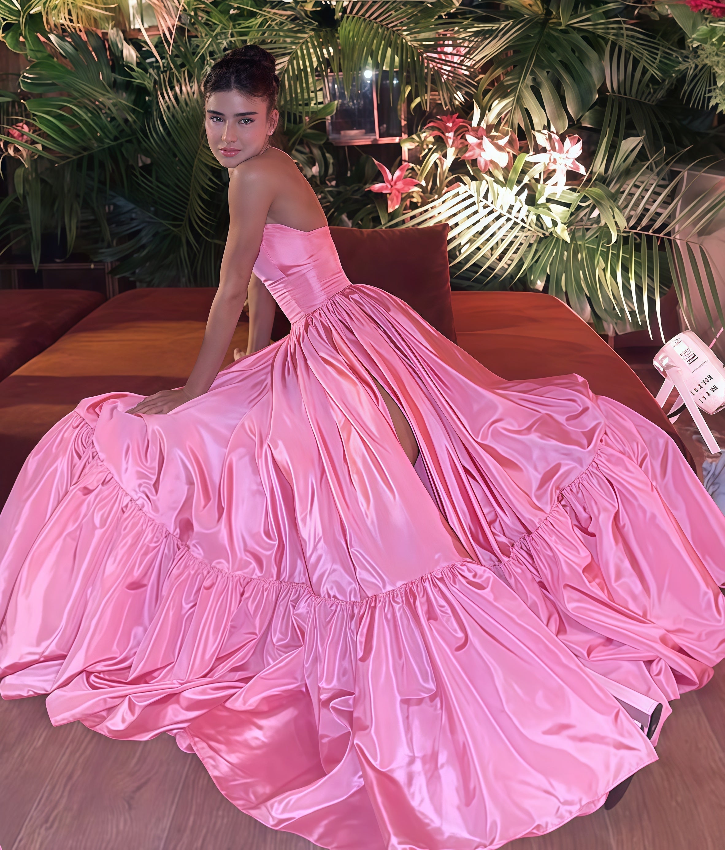 Line Pink Classy Evening Classy Prom Dress, Sweet Birthday Party Dress