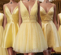 Princess A-line Short Yellow Homecoming Dress,Cocktail Dress Classy Elegant