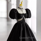 Princess Ball Gown Black Lace Long Evening Prom Dress