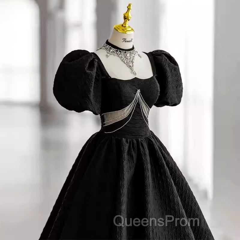 Princess Ball Gown Black Lace Long Evening Prom Dress
