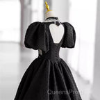 Princess Ball Gown Black Lace Long Evening Prom Dress
