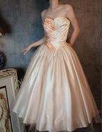 Princess Champagne Pink A-Line Sweet Bow Satin Classy Prom Dress Sweet 16 Dress