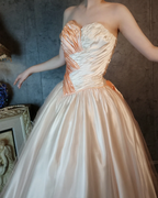 Princess Champagne Pink A-Line Sweet Bow Satin Classy Prom Dress Sweet 16 Dress