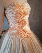 Princess Champagne Pink A-Line Sweet Bow Satin Classy Prom Dress Sweet 16 Dress