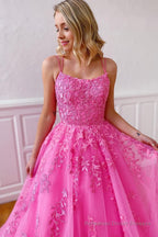 Princess Champagne Spaghetti Straps Prom Dress