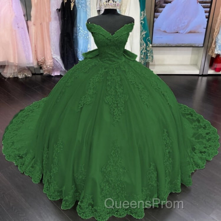 Princess Lace Off Shoulder Gold Quinceanera Dress Applique With Bow Secondary image