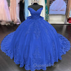 Princess Lace Off Shoulder Gold Quinceanera Dress Applique With Bow