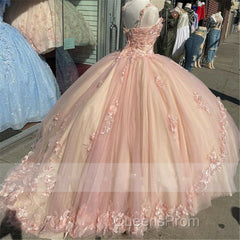 Princess Pink Quinceanera Dress Lace Appliques Sweet 15 Party Evening Prom Ball Gown