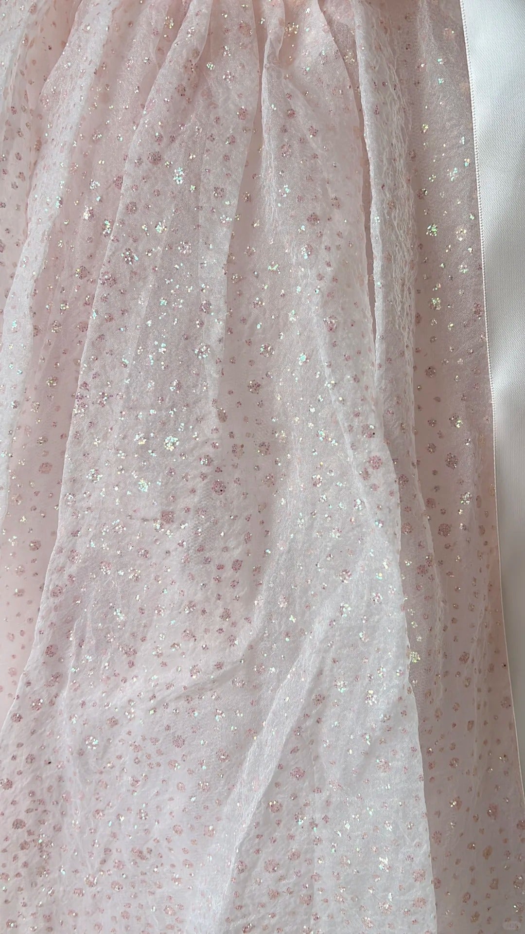 Princess Pink Strapless Bow Sequined Tulle Ball Gown Prom Dress Sweet 16 Dress