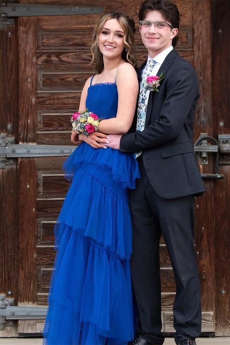 Princess Royal Blue Tiered Tulle Classy Prom Dress Classy Dress Secondary image