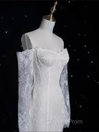 Princess Sheath Off The Shoulder White Lace Long Wedding Dress Brides Dress