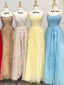 Princess Straps Long Evening Prom Dress with Lace Appliques,Evening Gowns