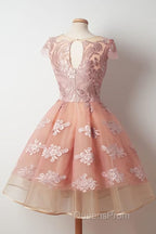 Cap Sleeves Junior Pretty Appliques Short Sweet 16 Evening Prom Dress