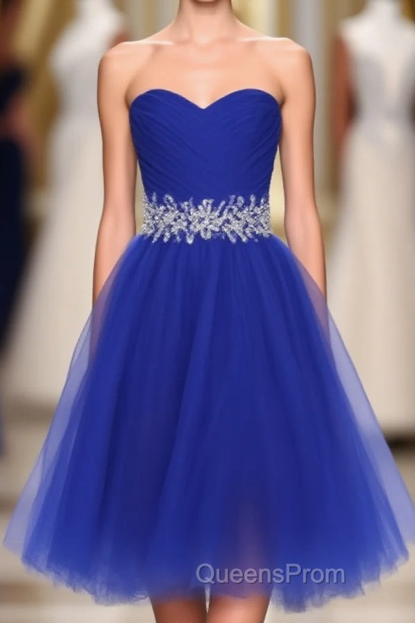 Cheap Homecoing Short Homecoing Sweetheart Royal Blue Homecoing Beading Homecoing Royal Blue Evening Prom Dress Main image