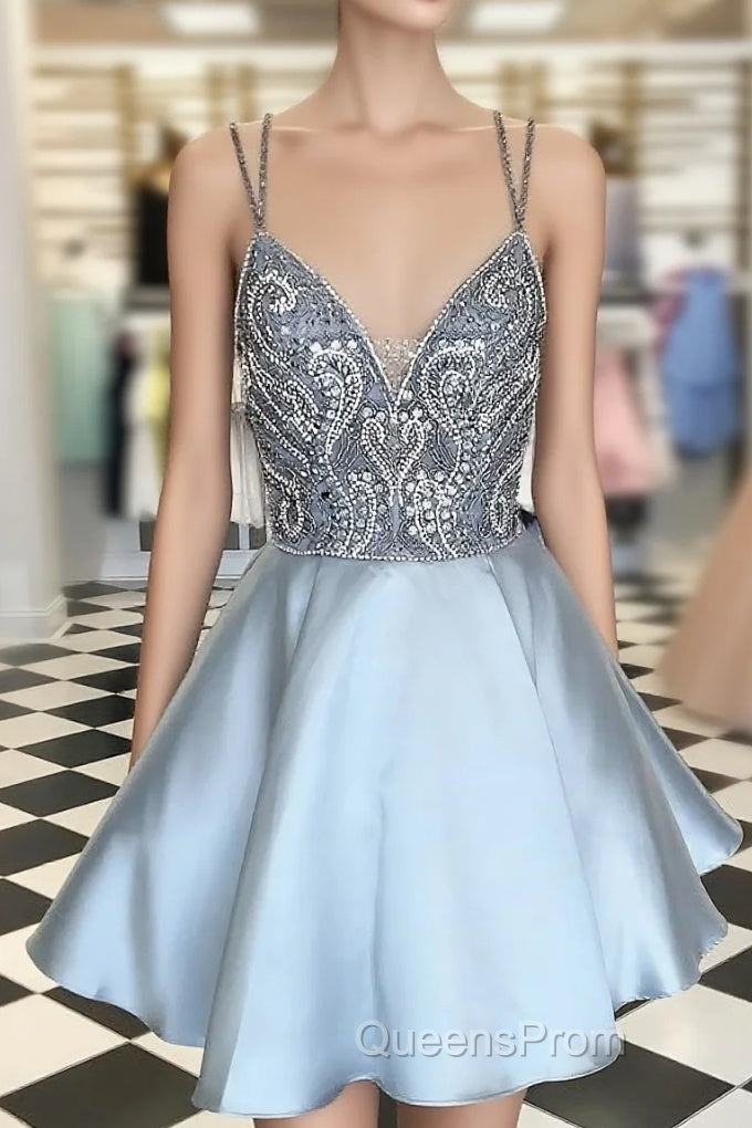 Plus Size Sparkly Homcoming Short Cute Beaded Homecoming Dress Main image