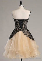 Black Lace Sweatheart Cute Short custom Elegant Wowen Short For Teens Prom Dresses