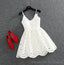 Cute White Lace Short Lace Spaghetti Straps Prom Dresses