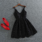 Cute White Lace Short Lace Spaghetti Straps Evening Prom Dress