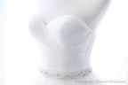 Prom Dresses, New Fashion Prom Dresses, Simple White Tulle Strapless Beaded Sweep Train Wedding Dresses