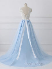 Sky Blue Long Elegant For Teens Beauttiful Evening Prom Dress