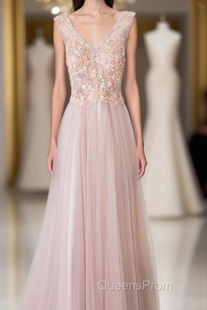 Pink Long A Line Simple Cheap Lace Up Evening Prom Dress Main image