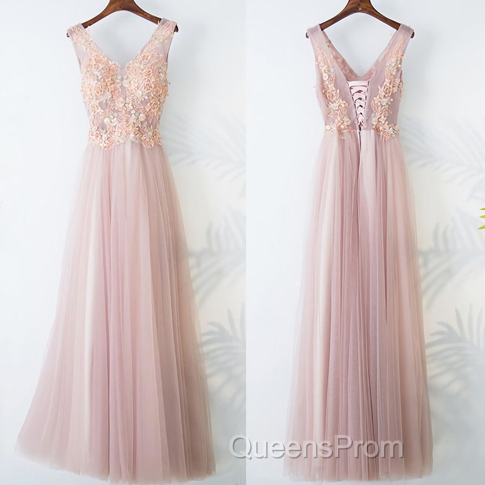 Pink Long A Line Simple Cheap Lace Up Evening Prom Dress Secondary image