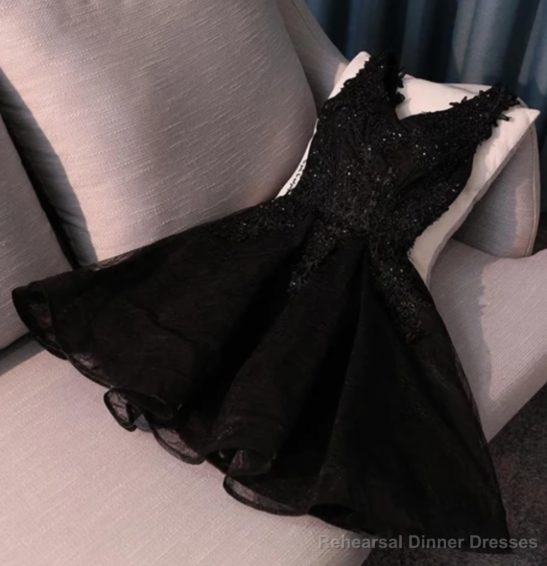Ruby Outfit black mini sleeveless women v-neck tulle fashion applique beaded Homecoming Dresses Main image