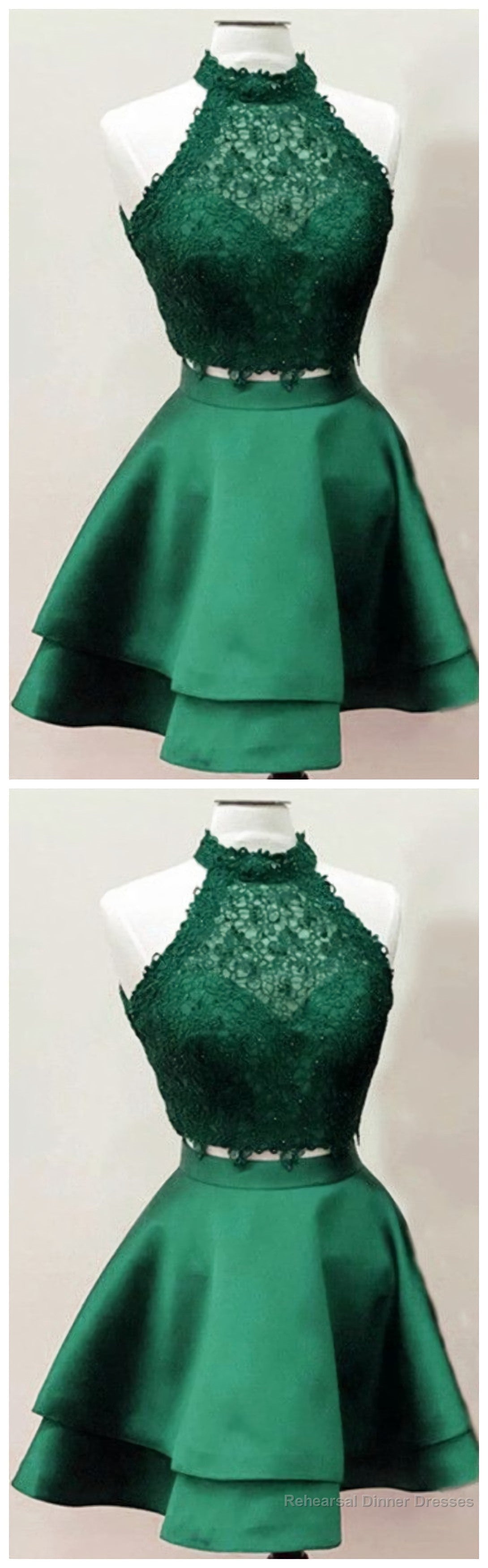 Homecoming Dresses, Emerald Homecoming Dresses, Two Piece Homecoming Dress Secondary image