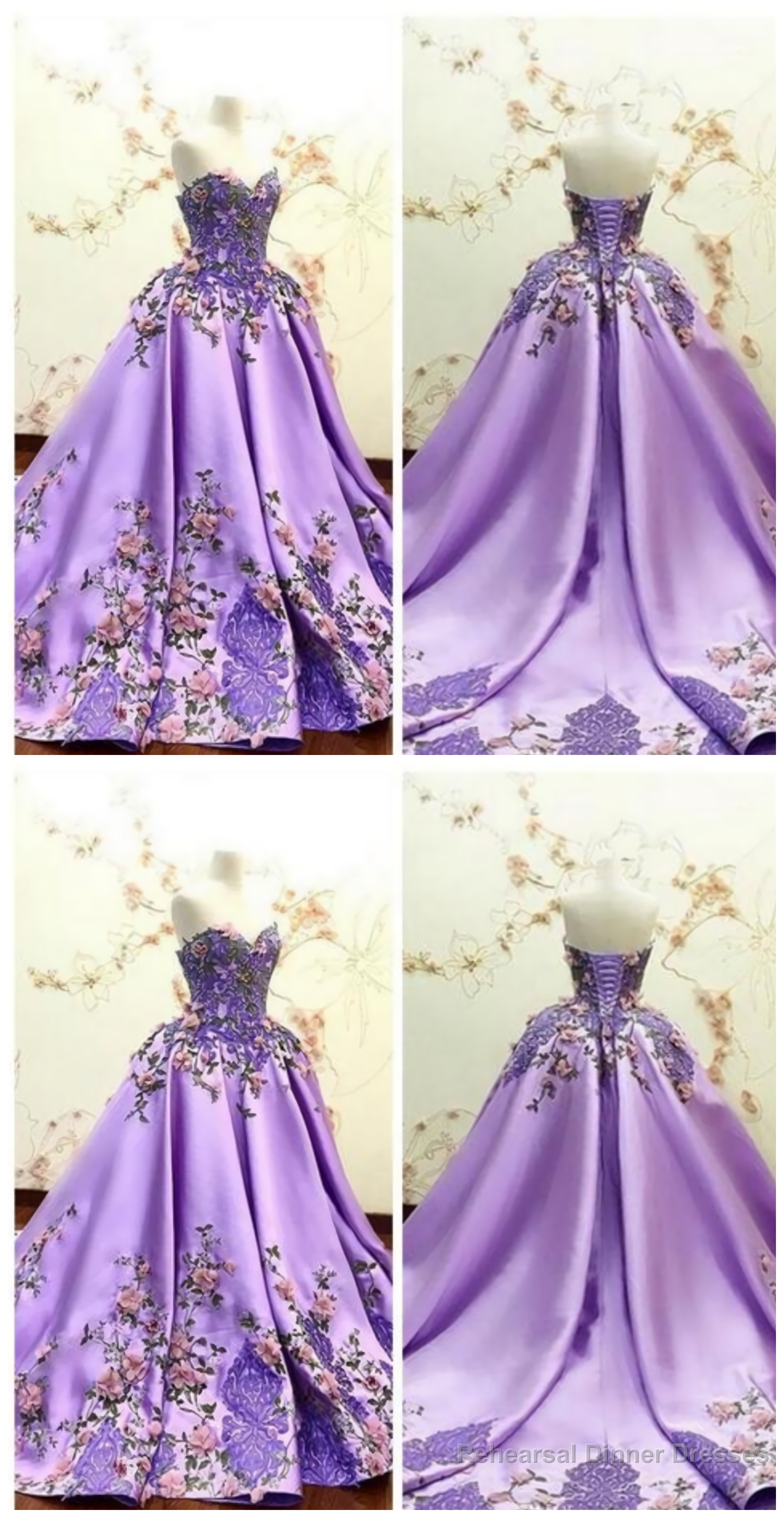Beautiful Sweetheart 3D Flowers Adorned Prom Dresses, Embroidery Satin Lace Appliques Bandage Formal Special Occasion Evening Party Gowns Main image