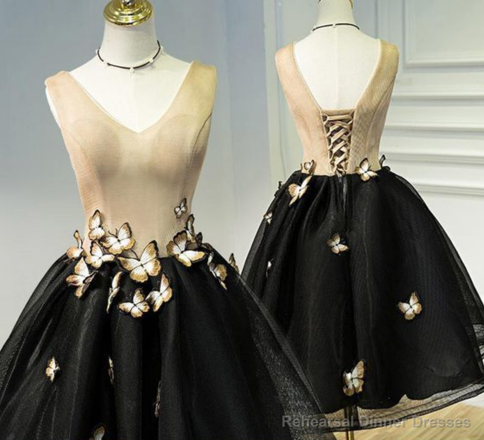Homecoming Prom Dress, Outstanding Short Prom Dresses With A Line Princess Lace Up Butterfly Dresses Main image