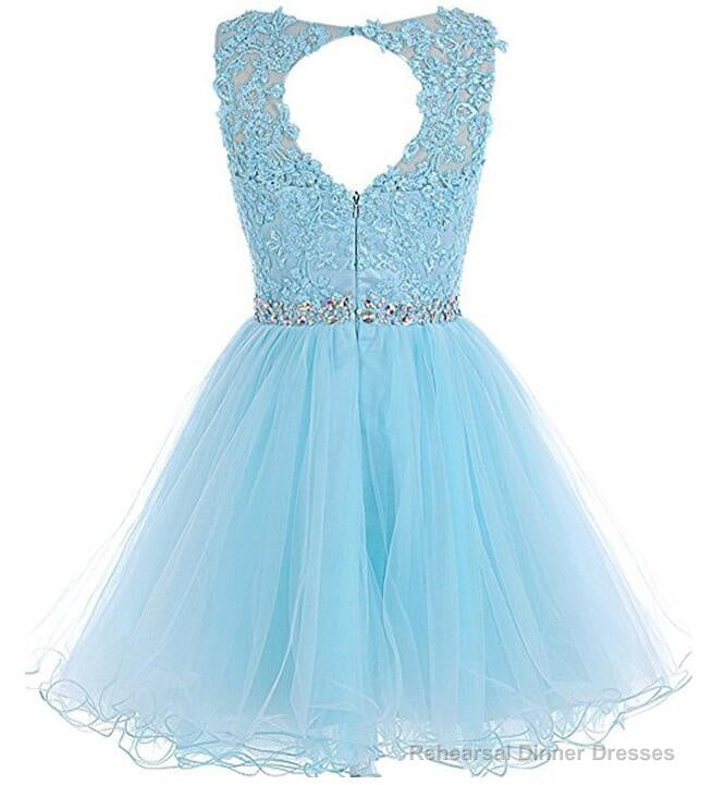 Charming Light Champagne Short Lace Beaded Party Dress, Tulle Homecoming Dress, Formal Dress Secondary image