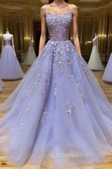 Long Backless Lavender Lace Evening Prom Dress