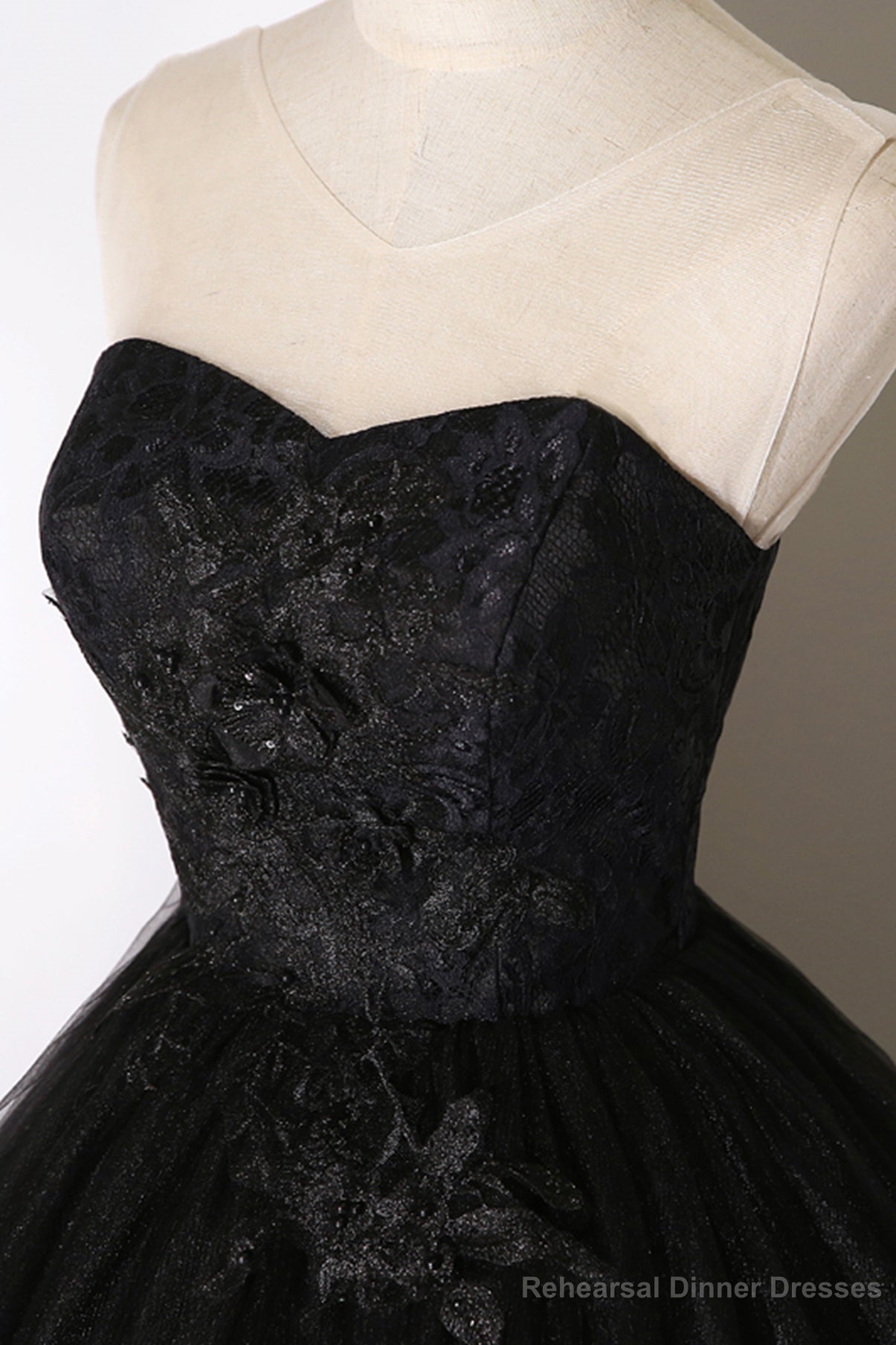 Black Lace Long Ball Gown Dress, A Line Formal Dress